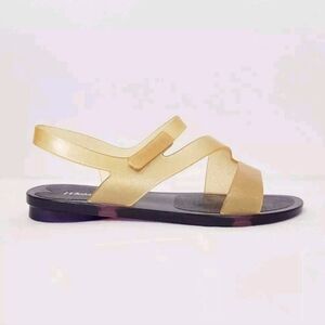 Mini Melissa The Real Jelly Sandals Girl's 4 Pa 33743 Gold Flats Paris Purple